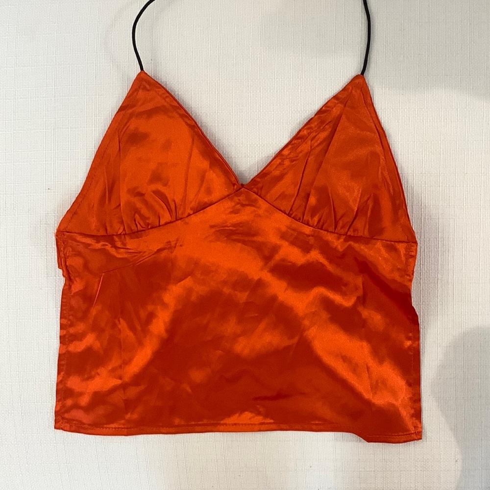 Satin open back top